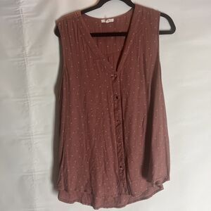 Maurices Shirt Womens XL Pink Short Sleeve Heart Button Front V Neck